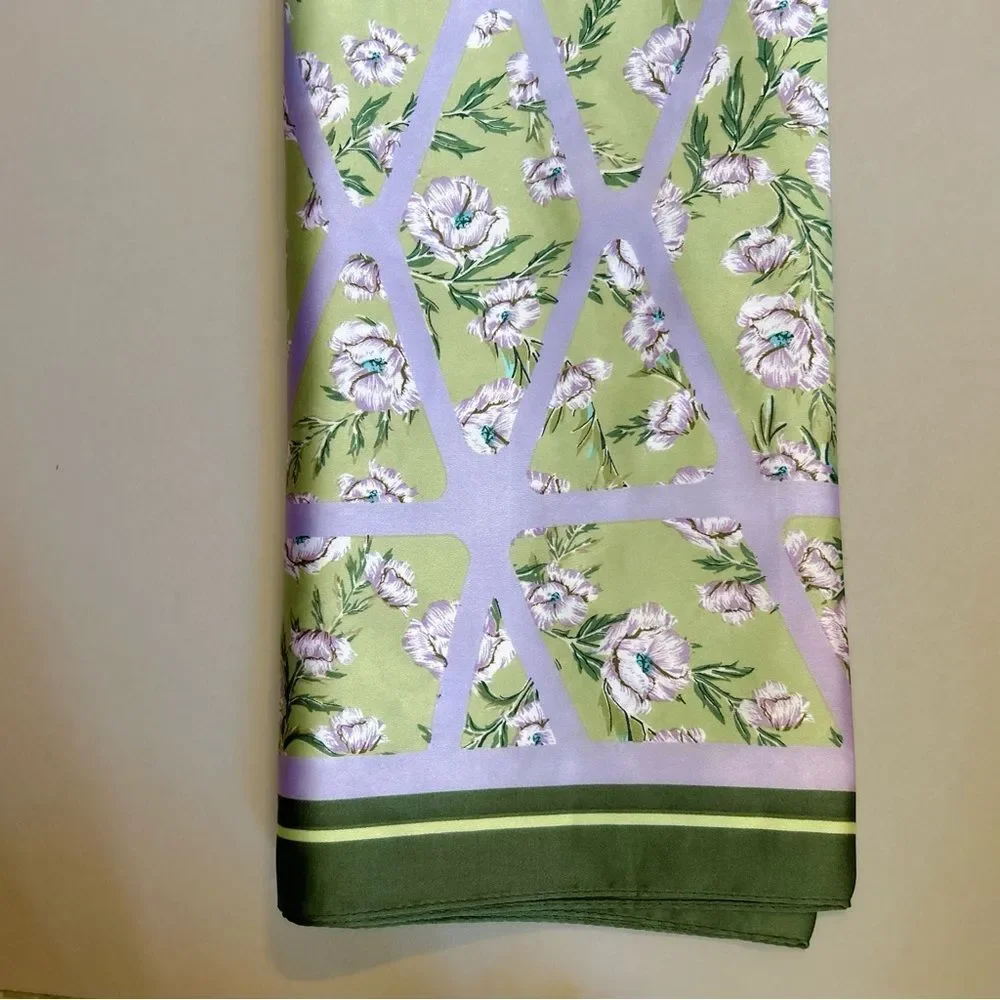 Floral Scarf in Green and Purple S74